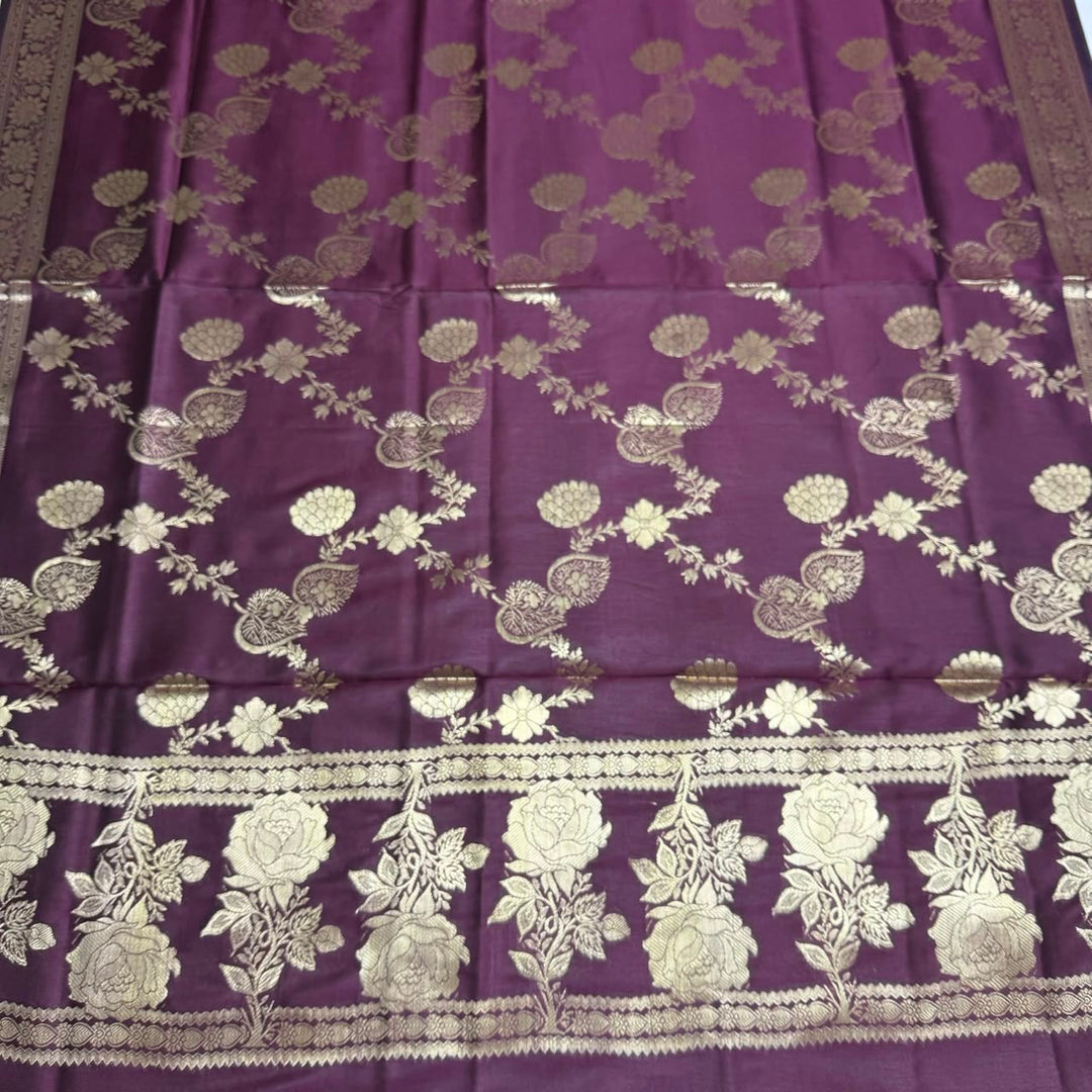 Premium Viscose Silk Banarasi Unstitched Suit Set Beautiful Zari Butti - GE5050-06