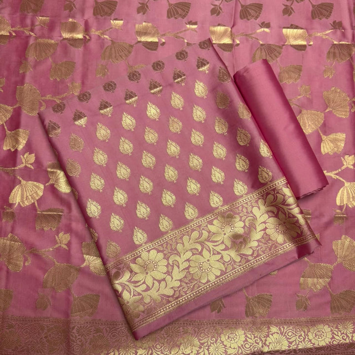 Premium Viscose Silk Banarasi Unstitched Suit Set Beautiful Zari Butti - GE1217-2