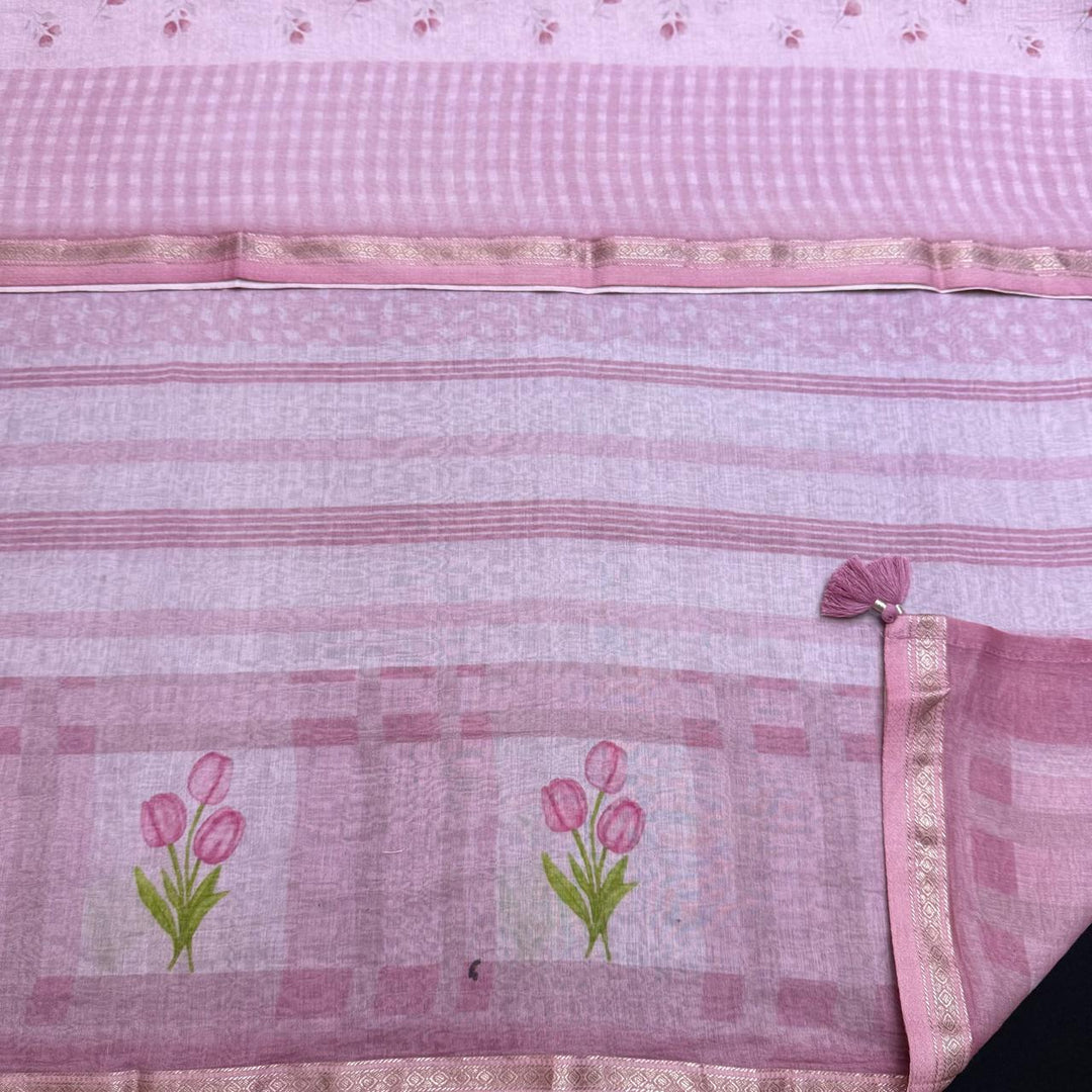 Premium Mal Chanderi Self Print & Floral Print Unstitched Suit Set-CW1381-03
