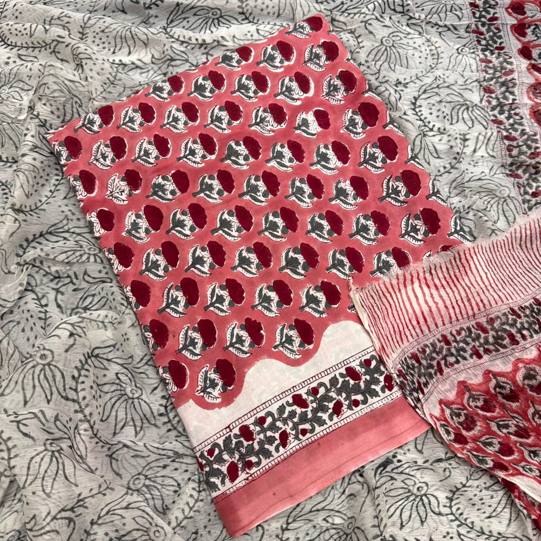 Jaipuri Printed Cotton Unstitched Suit Set - SW1201 - 1A