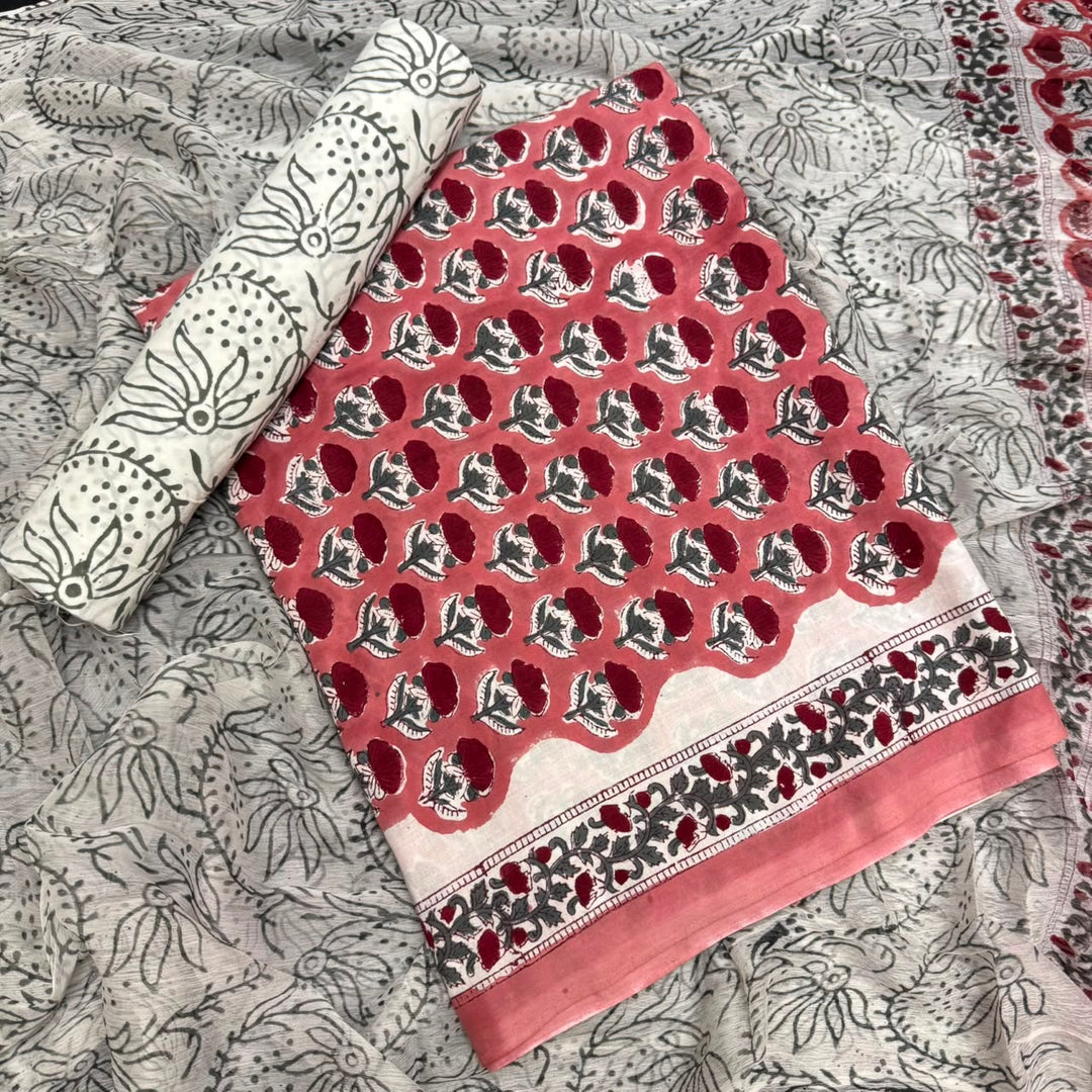 Jaipuri Printed Cotton Unstitched Suit Set - SW1201 - 1A