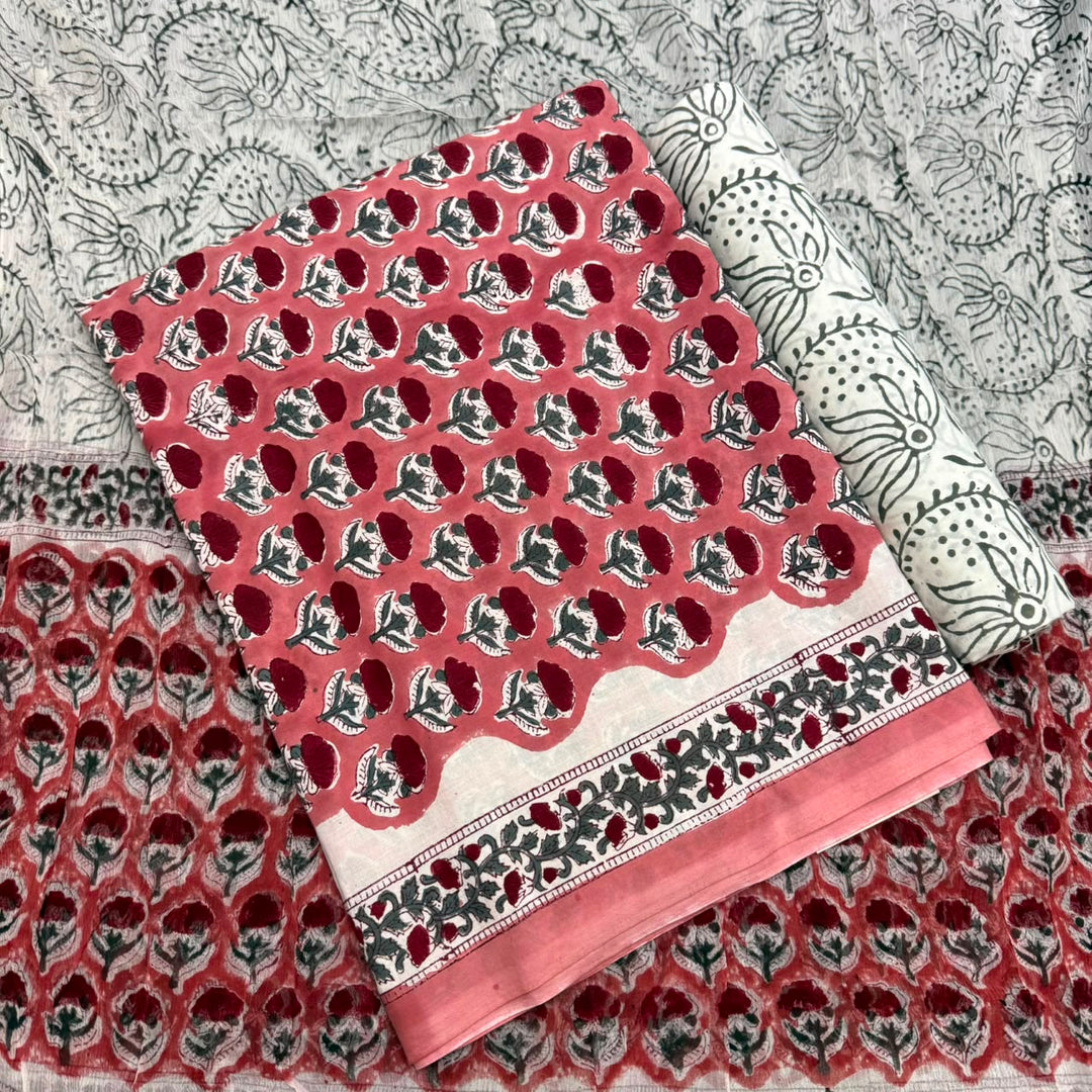 Jaipuri Printed Cotton Unstitched Suit Set - SW1201 - 1A