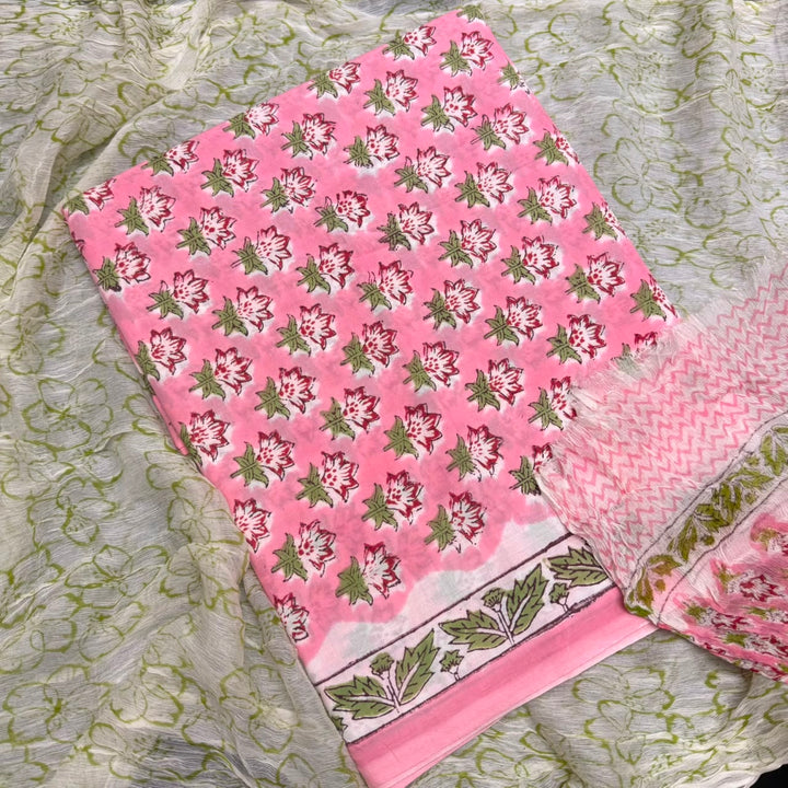 Jaipuri Printed Cotton Unstitched Suit Set - SW1201 - 1D