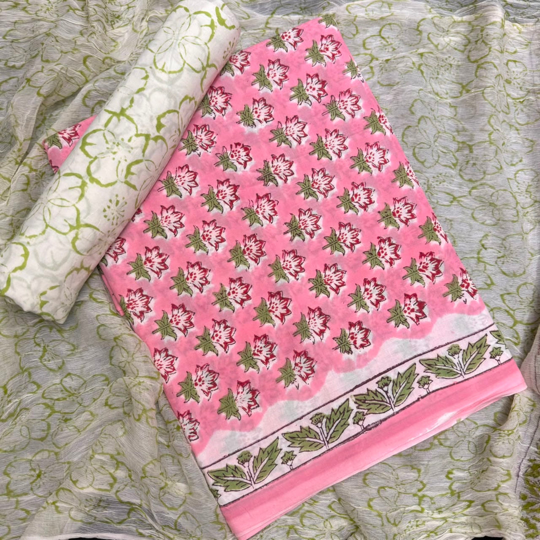 Jaipuri Printed Cotton Unstitched Suit Set - SW1201 - 1D