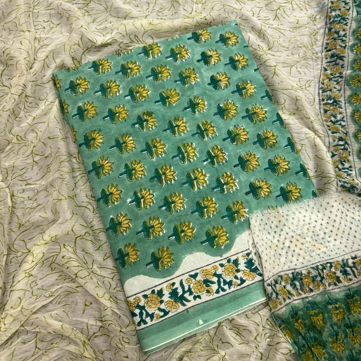 Jaipuri Printed Cotton Unstitched Suit Set - SW1201 - 1C