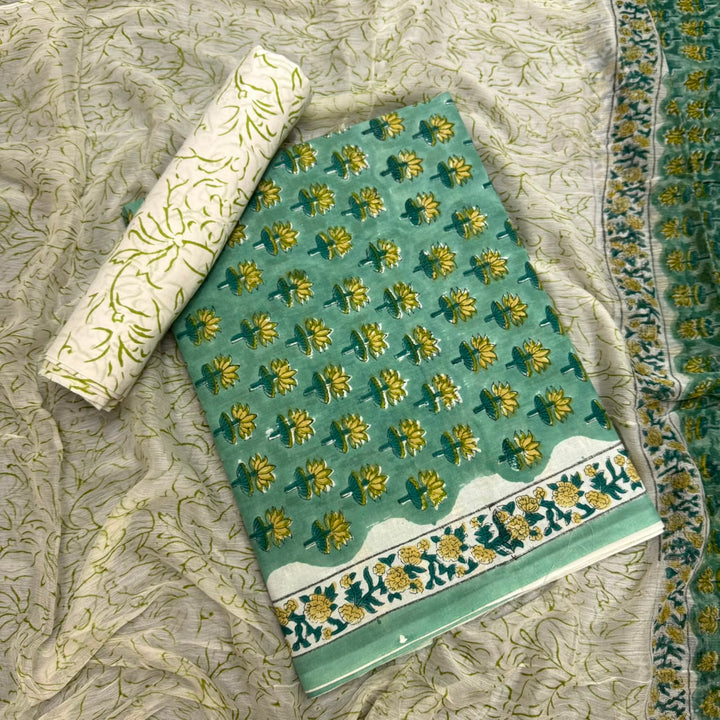 Jaipuri Printed Cotton Unstitched Suit Set - SW1201 - 1C
