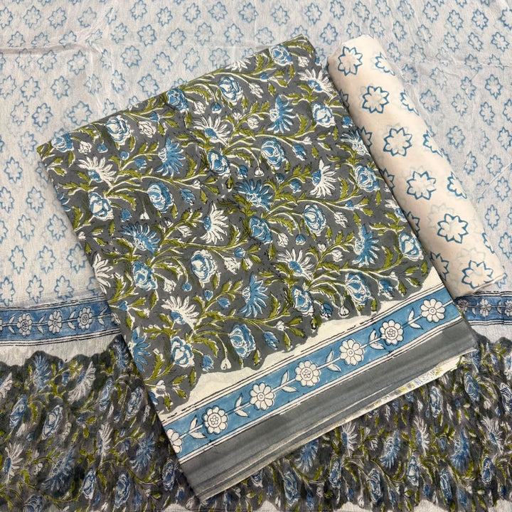 Jaipuri Printed Cotton Unstitched Suit Set - SW1201 - 1B