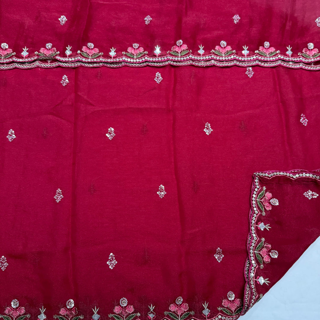 Shimmer Tissue Unstitched Suit Set with Sequin Zari & Cutdana Embroidery - LF8259-2