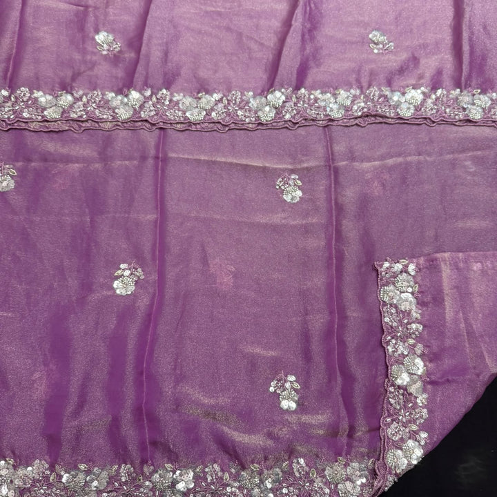 Premium Shimmer Tissue Heavy Sequins & Cutdana Embroidered Unstitched Suit Set-LF8003-02