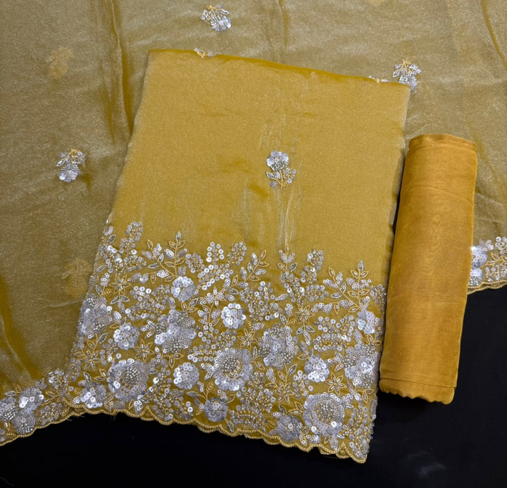 Premium Shimmer Tissue Heavy Sequins & Cutdana Embroidered Unstitched Suit Set-LF8003-04