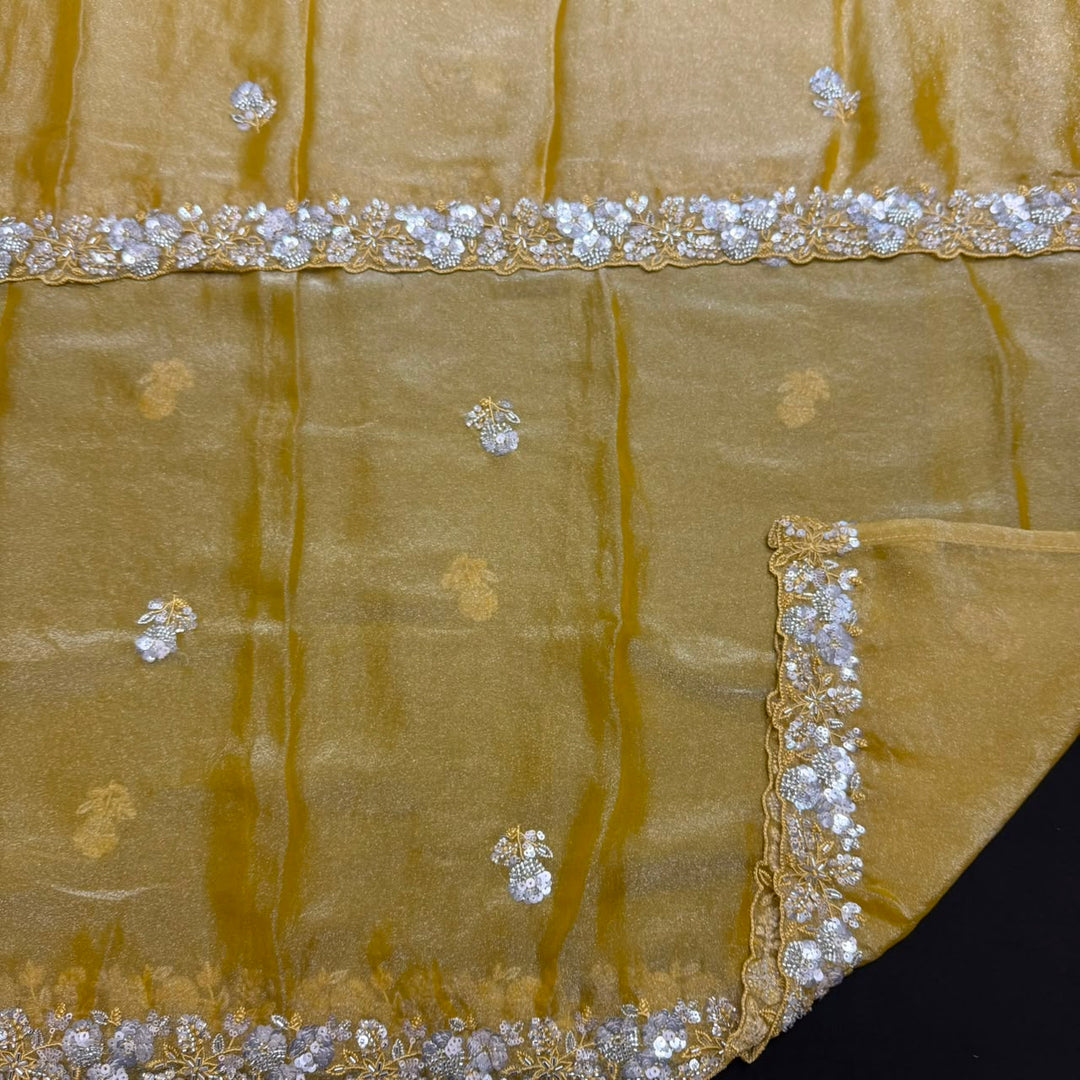 Premium Shimmer Tissue Heavy Sequins & Cutdana Embroidered Unstitched Suit Set-LF8003-04