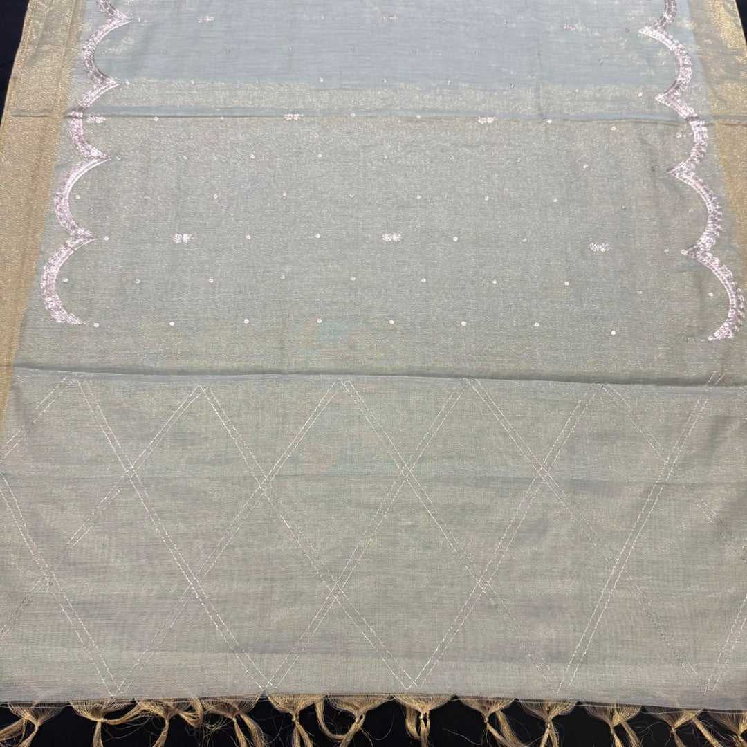 Elegant Tissue Knot & Zardozi Work Unstitched Suit Set-AHS17671-B2