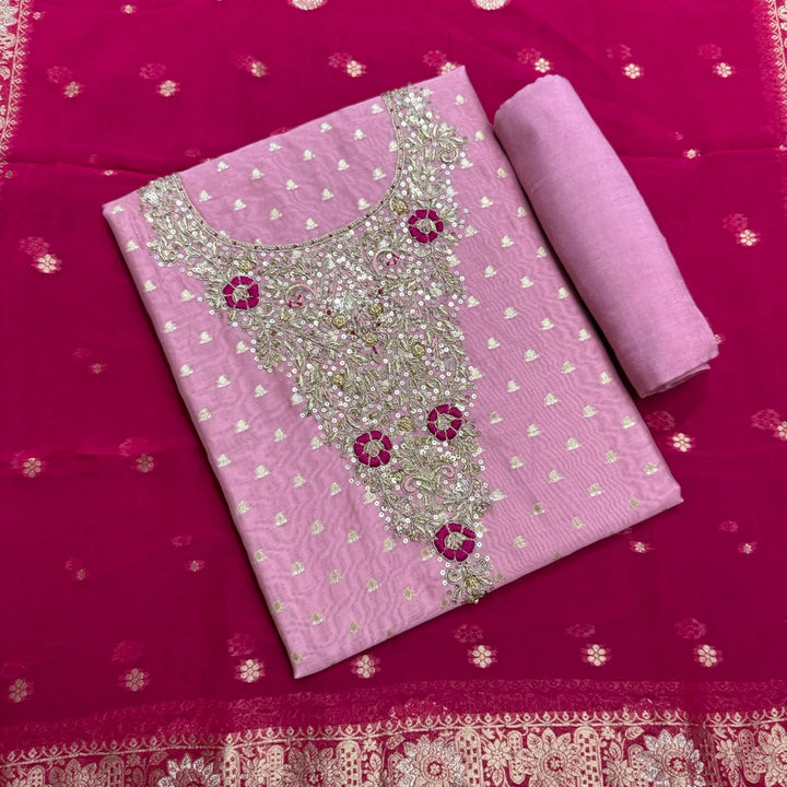 Premium Chanderi Unstitched Suit Set - RC5225 -01