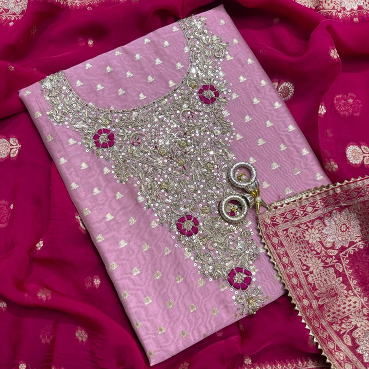 Premium Chanderi Unstitched Suit Set - RC5225 -01