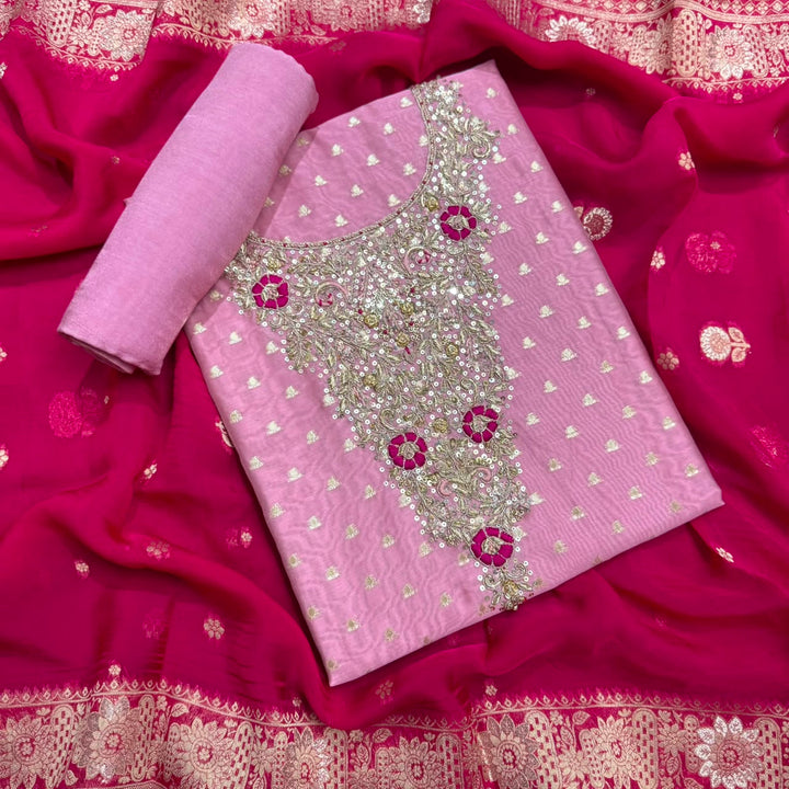 Premium Chanderi Unstitched Suit Set - RC5225 -01