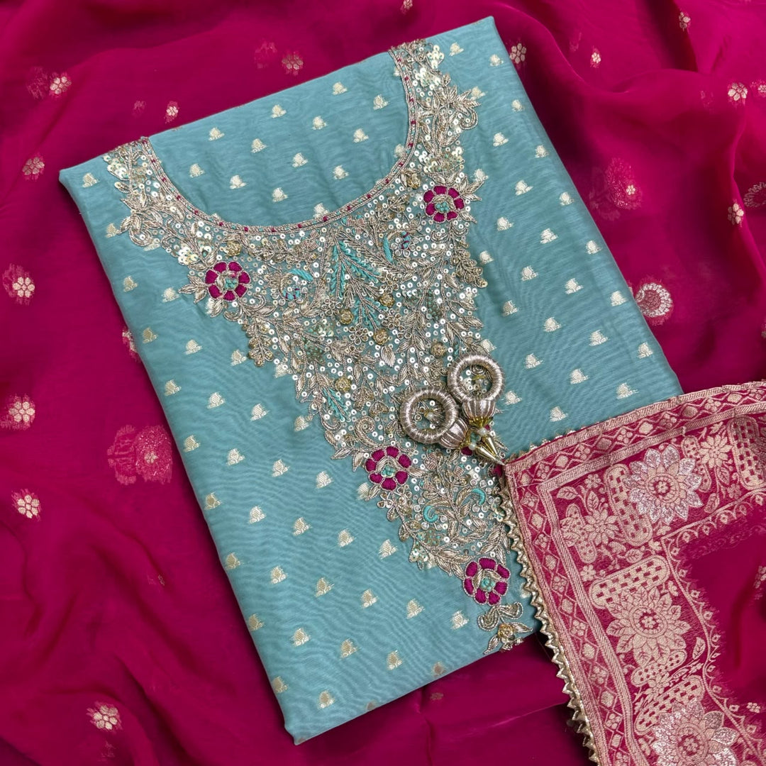 Premium Chanderi Unstitched Suit Set - RC5225 -02