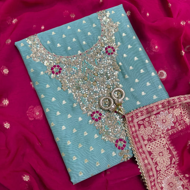 Premium Chanderi Unstitched Suit Set - RC5225 -02