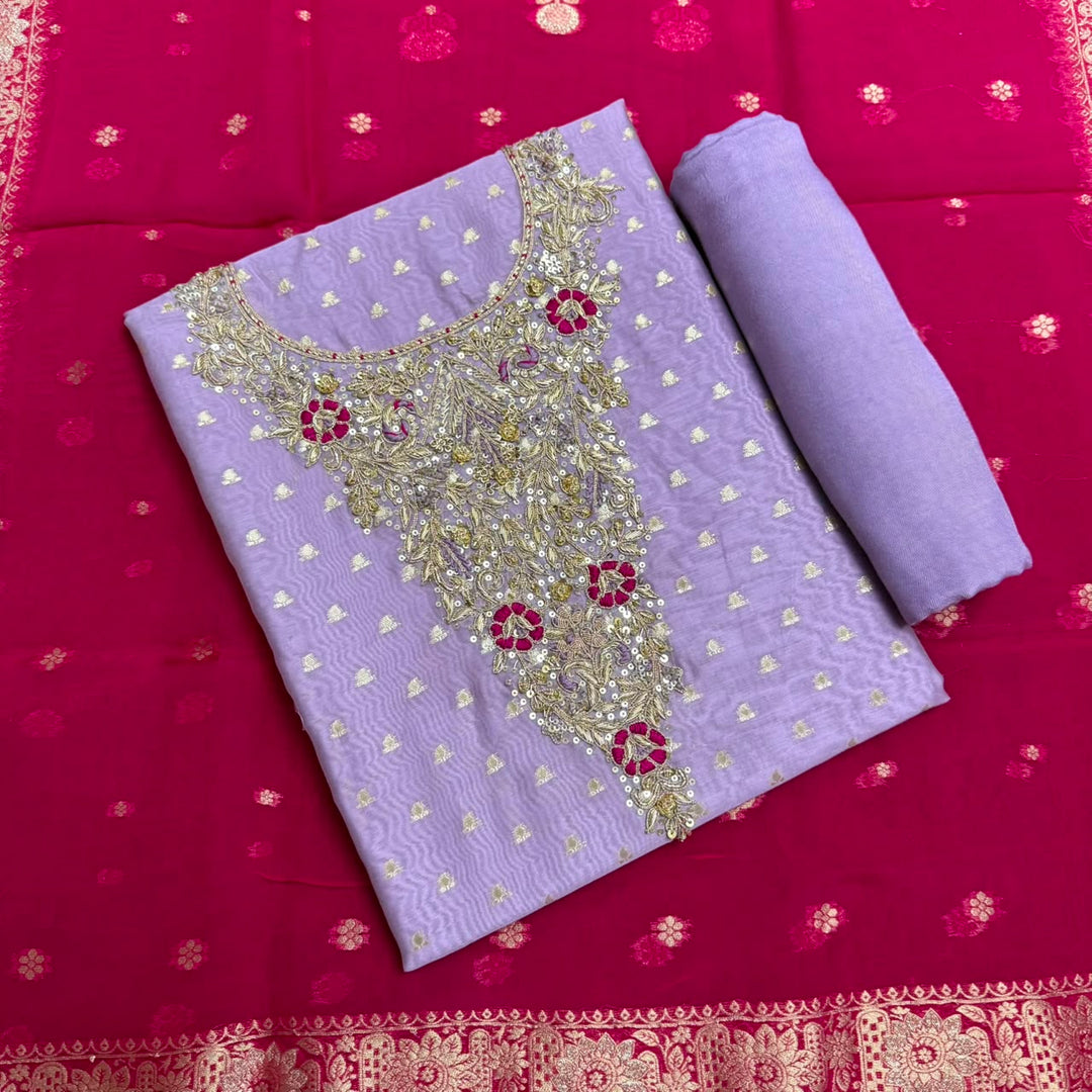 Premium Chanderi Unstitched Suit Set - RC5225 -03