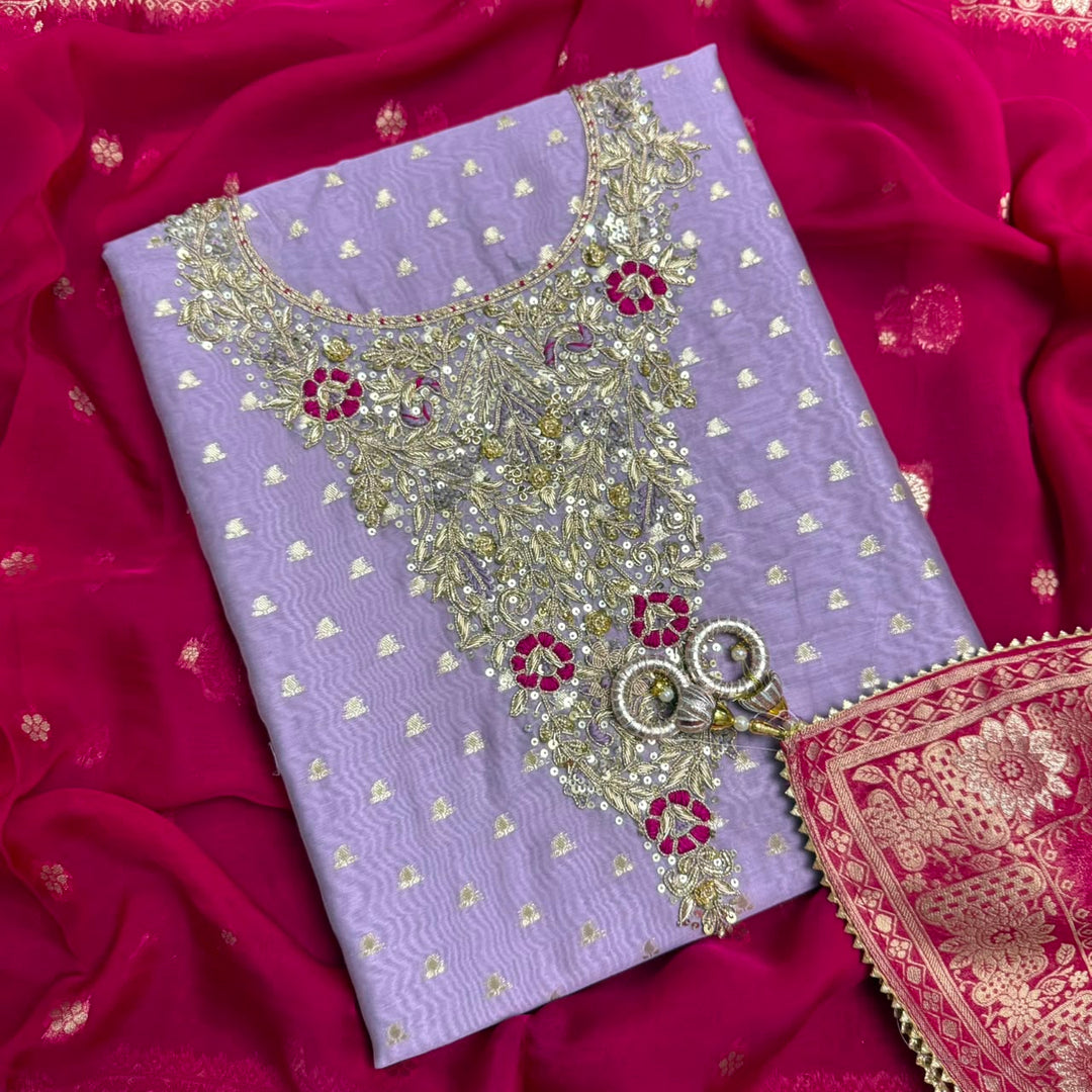 Premium Chanderi Unstitched Suit Set - RC5225 -03