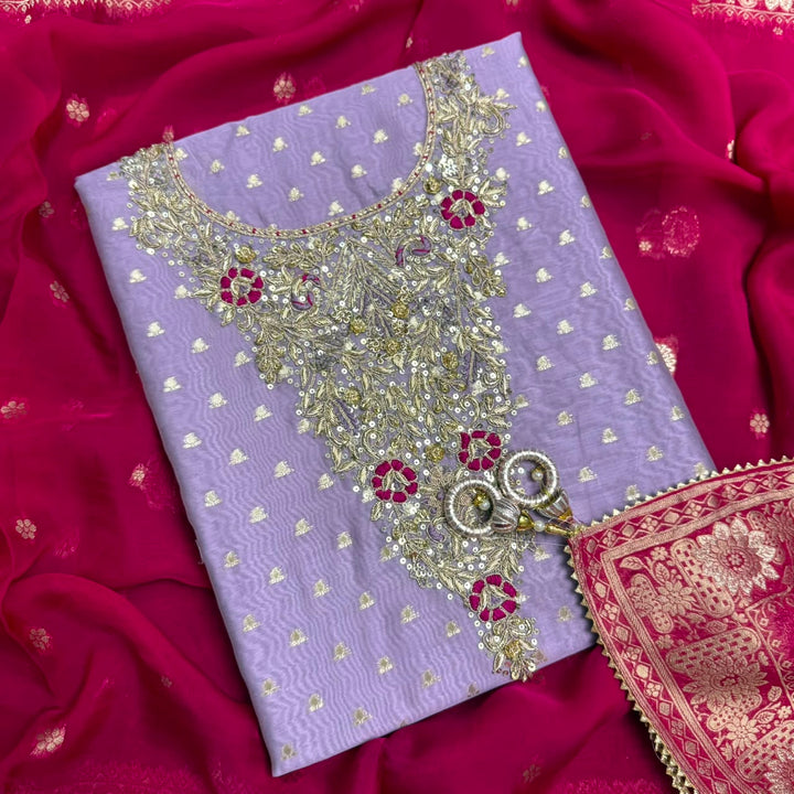 Premium Chanderi Unstitched Suit Set - RC5225 -03