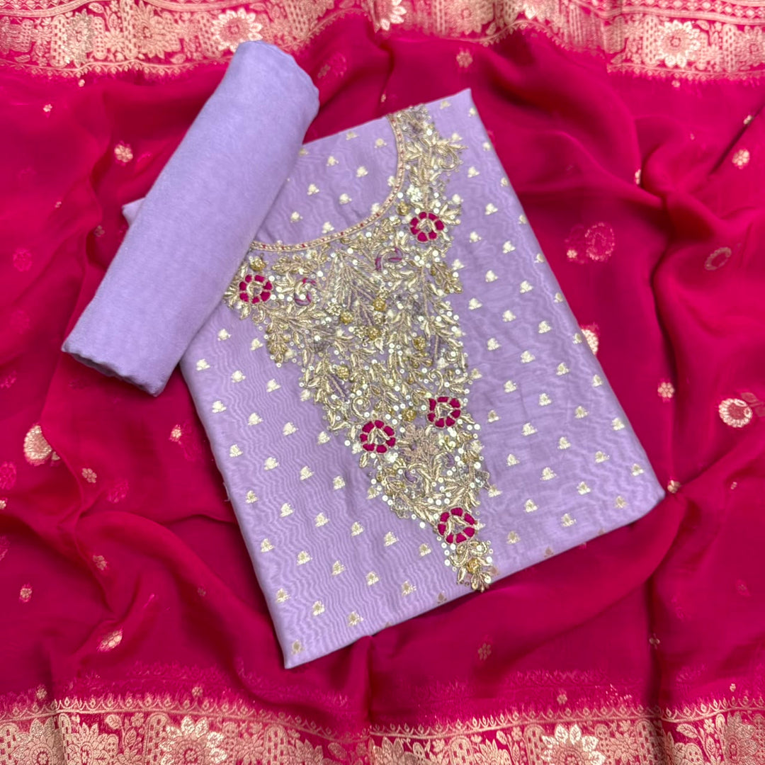 Premium Chanderi Unstitched Suit Set - RC5225 -03