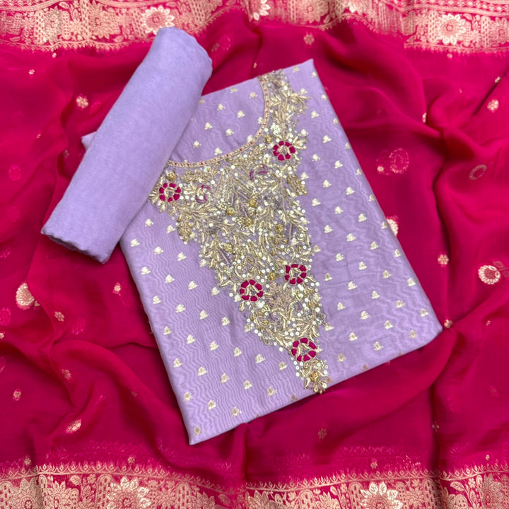 Premium Chanderi Unstitched Suit Set - RC5225 -03