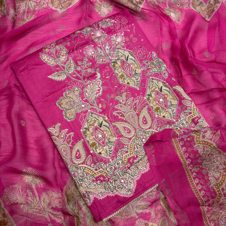 Premium Cotton Print Embroidered Unstitched Suit Set-PS5801-01