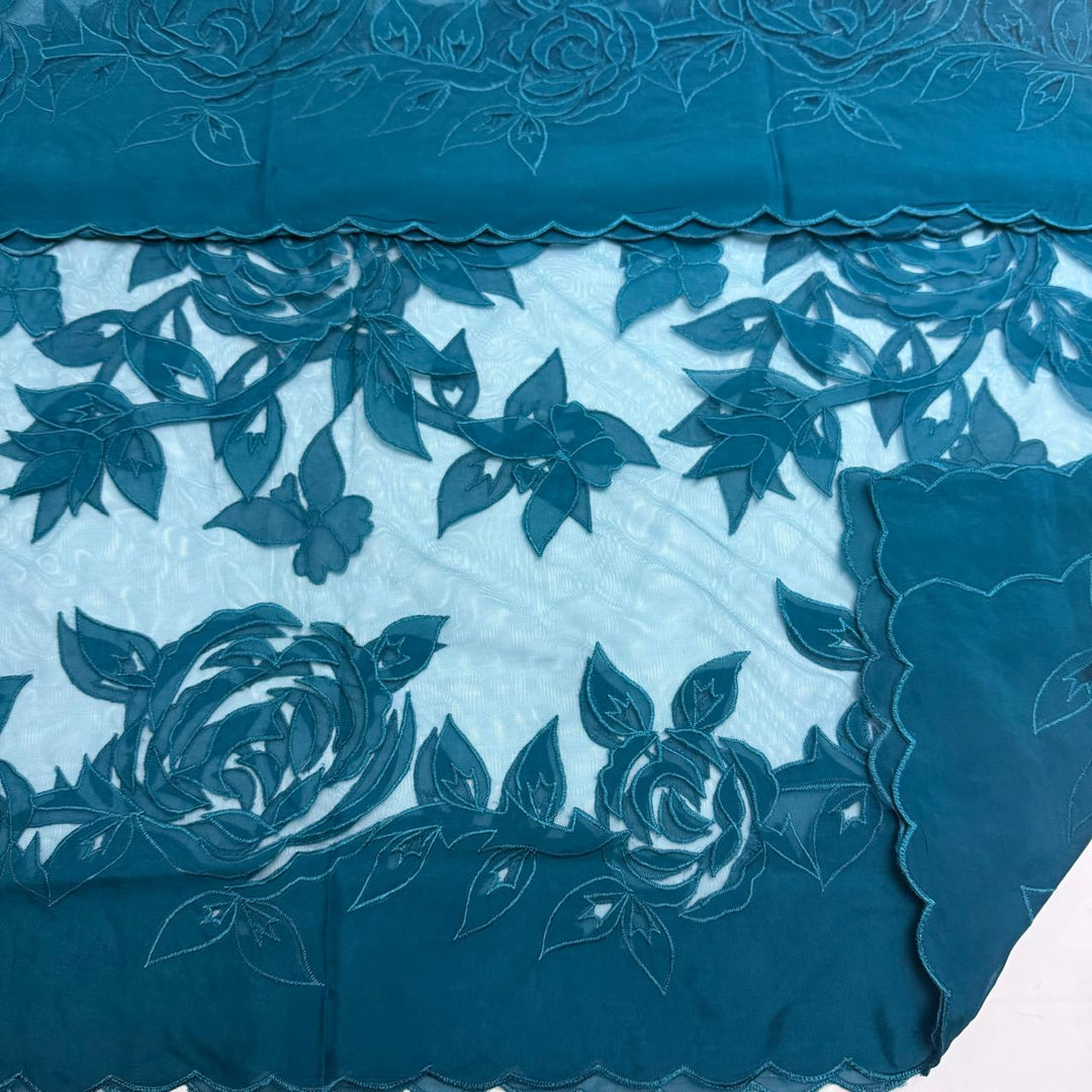 Premium Organza Full Jaal Appliqué Work Unstitched Suit Set-WT2005-C