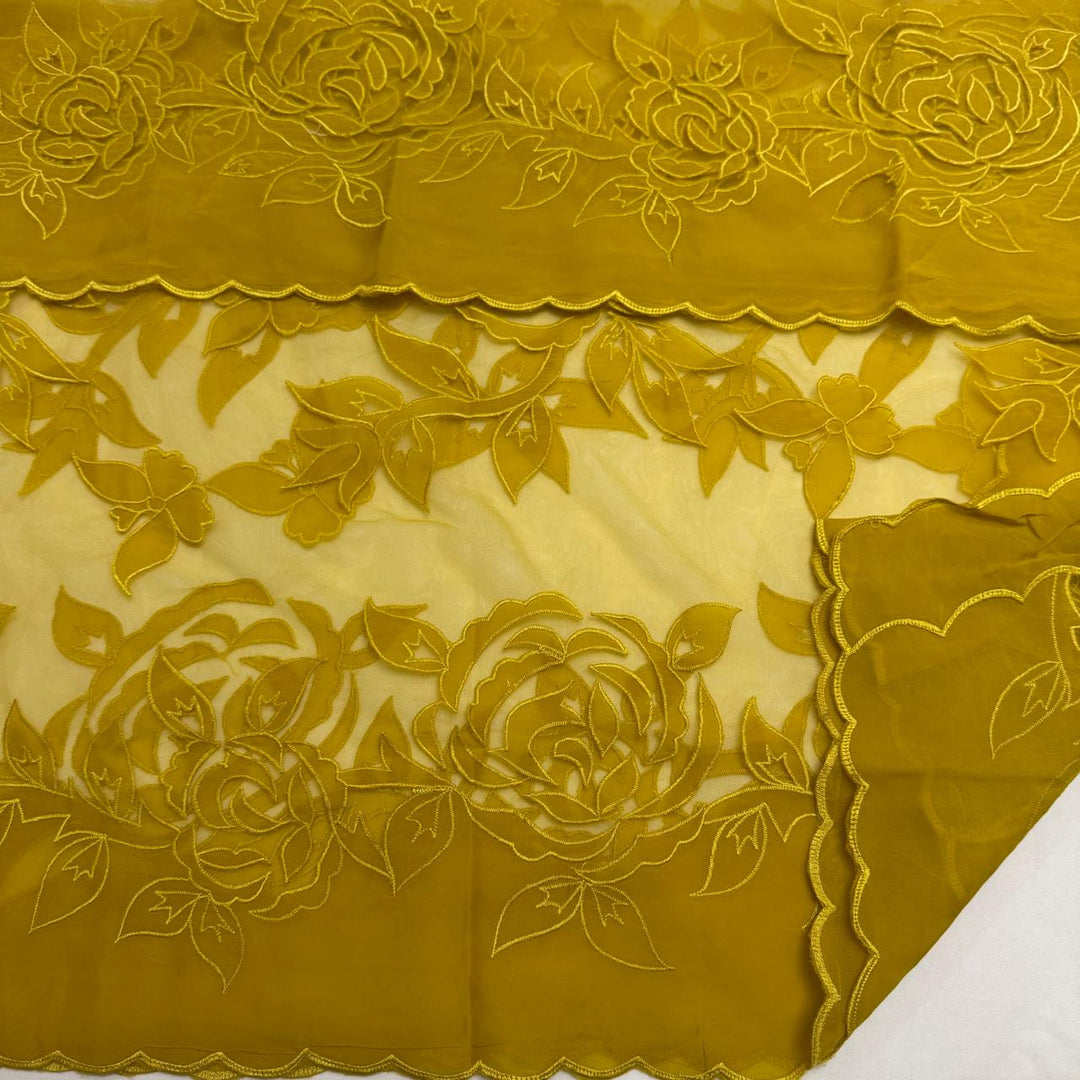 Premium Organza Full Jaal Appliqué Work Unstitched Suit Set-WT2005-B