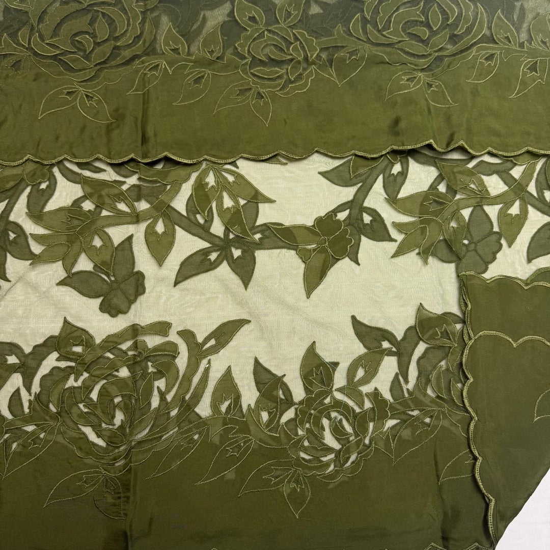 Premium Organza Full Jaal Appliqué Work Unstitched Suit Set-WT2005-D