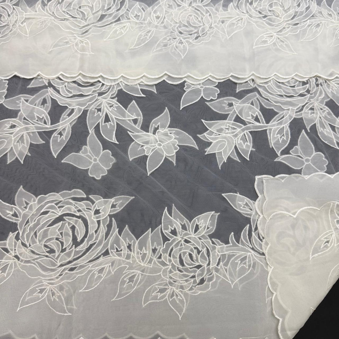 Premium Organza Full Jaal Appliqué Work Unstitched Suit Set-WT2005-E