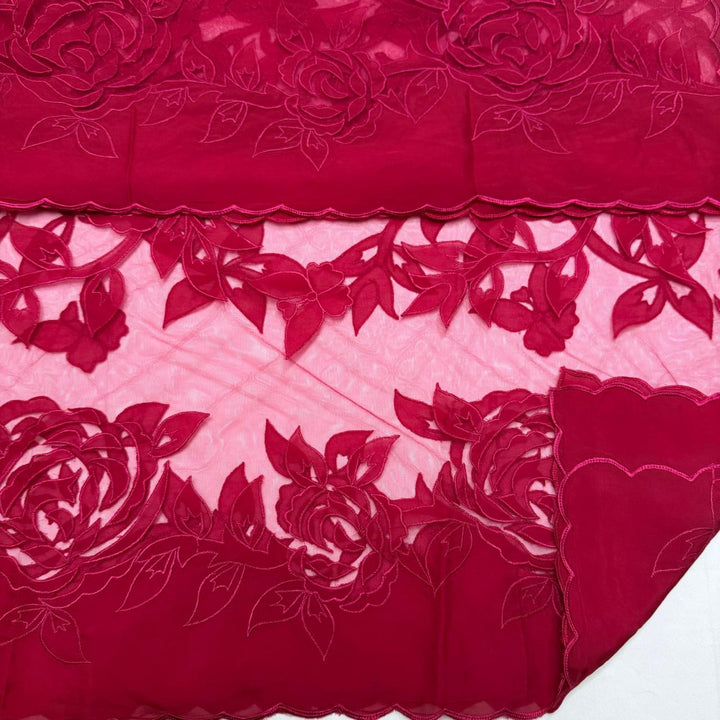 Premium Organza Full Jaal Appliqué Work Unstitched Suit Set-WT2005-A