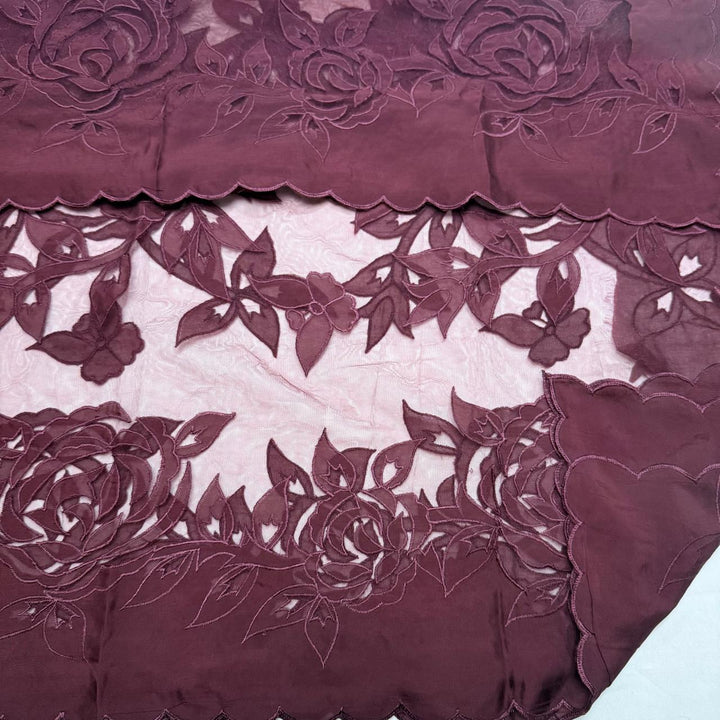 Premium Organza Full Jaal Appliqué Work Unstitched Suit Set-WT2005-F