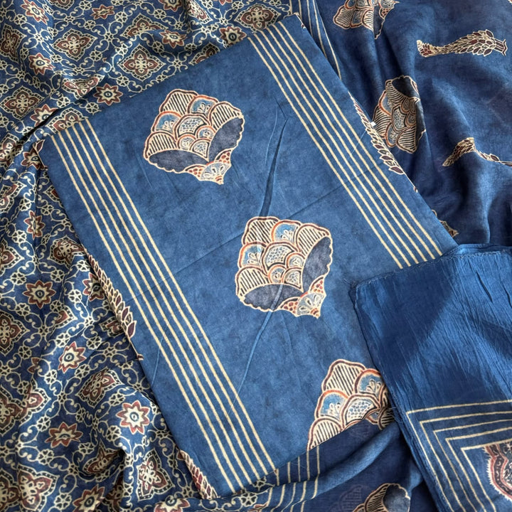 Premium Cotton Ikat Print Unstitched Suit Set-SL0197-H2