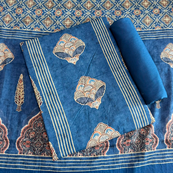 Premium Cotton Ikat Print Unstitched Suit Set-SL0197-H2