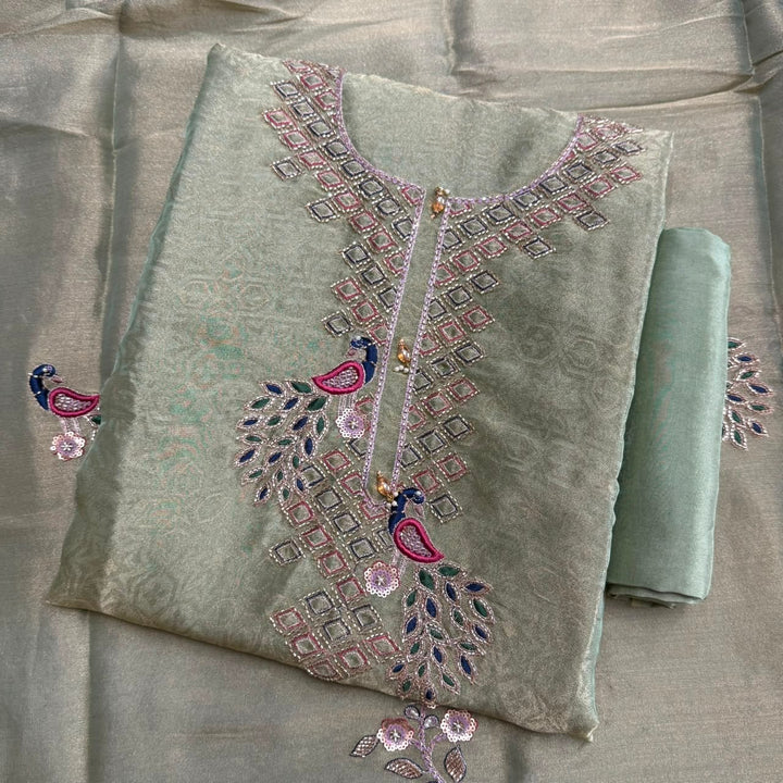 Premium Pure Foil Tissue Unstitched Suit Set-S28648-01