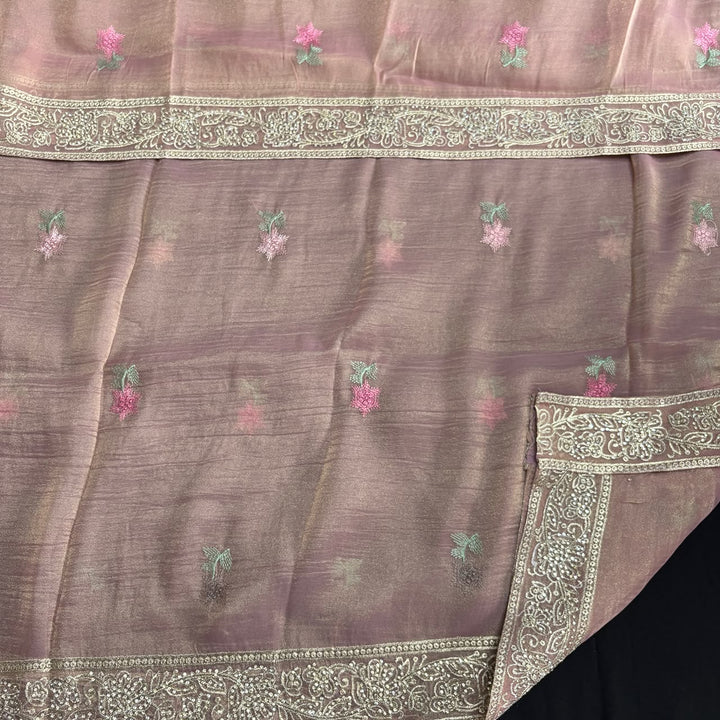 Elegant Pure Tissue Silk Unstitched Suit Set-PS6691-A