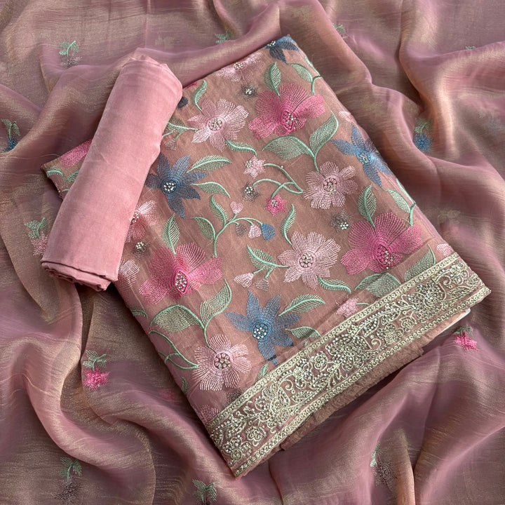 Elegant Pure Tissue Silk Unstitched Suit Set-PS6691-A
