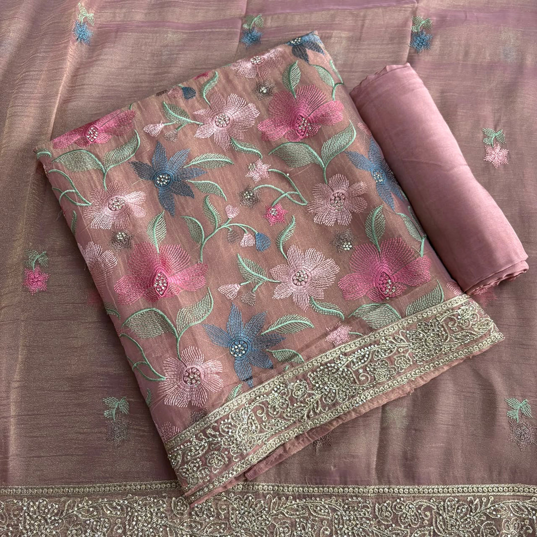 Elegant Pure Tissue Silk Unstitched Suit Set-PS6691-A