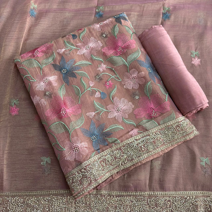 Elegant Pure Tissue Silk Unstitched Suit Set-PS6691-A