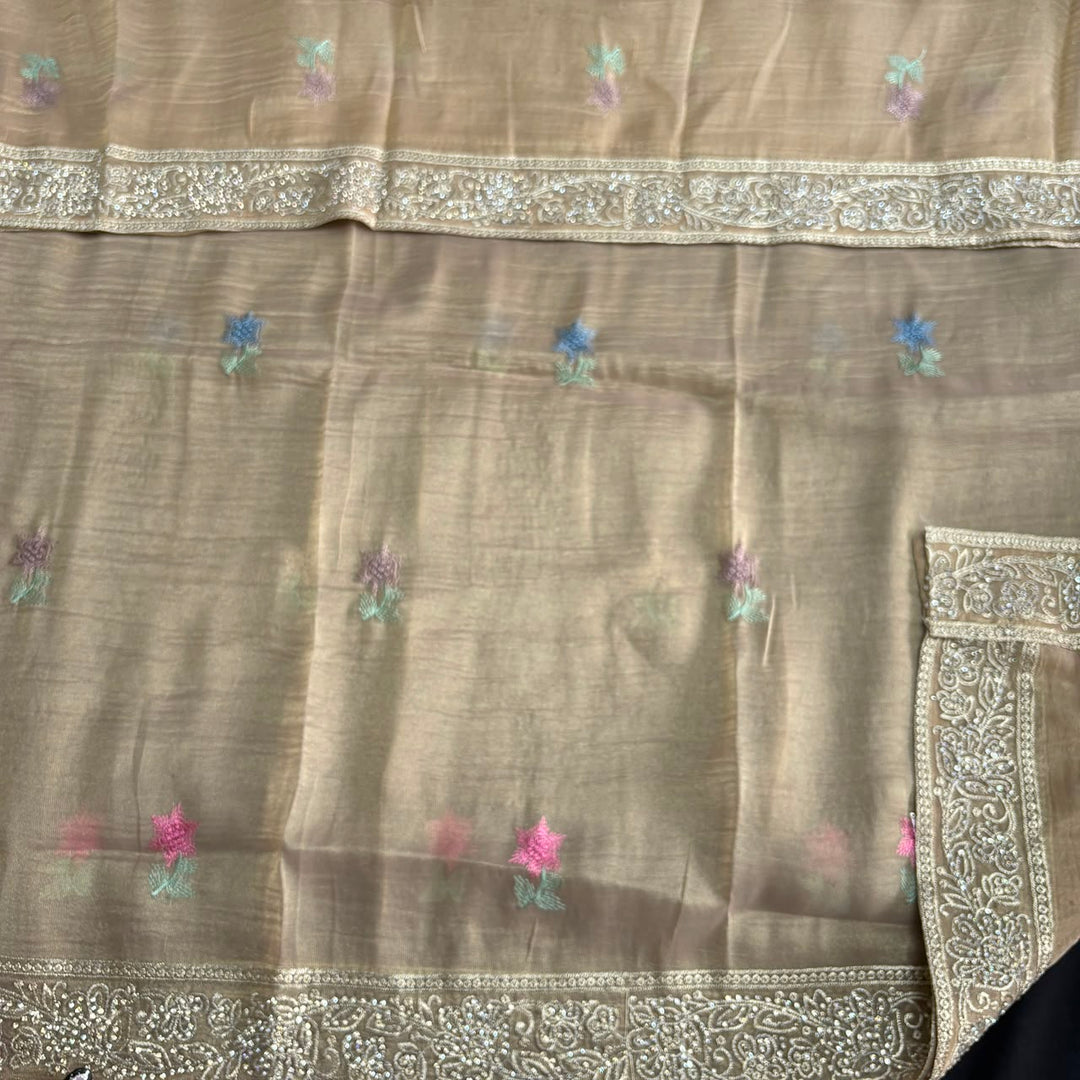 Elegant Pure Tissue Silk Unstitched Suit Set-PS6691-B