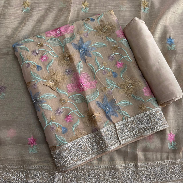 Elegant Pure Tissue Silk Unstitched Suit Set-PS6691-B