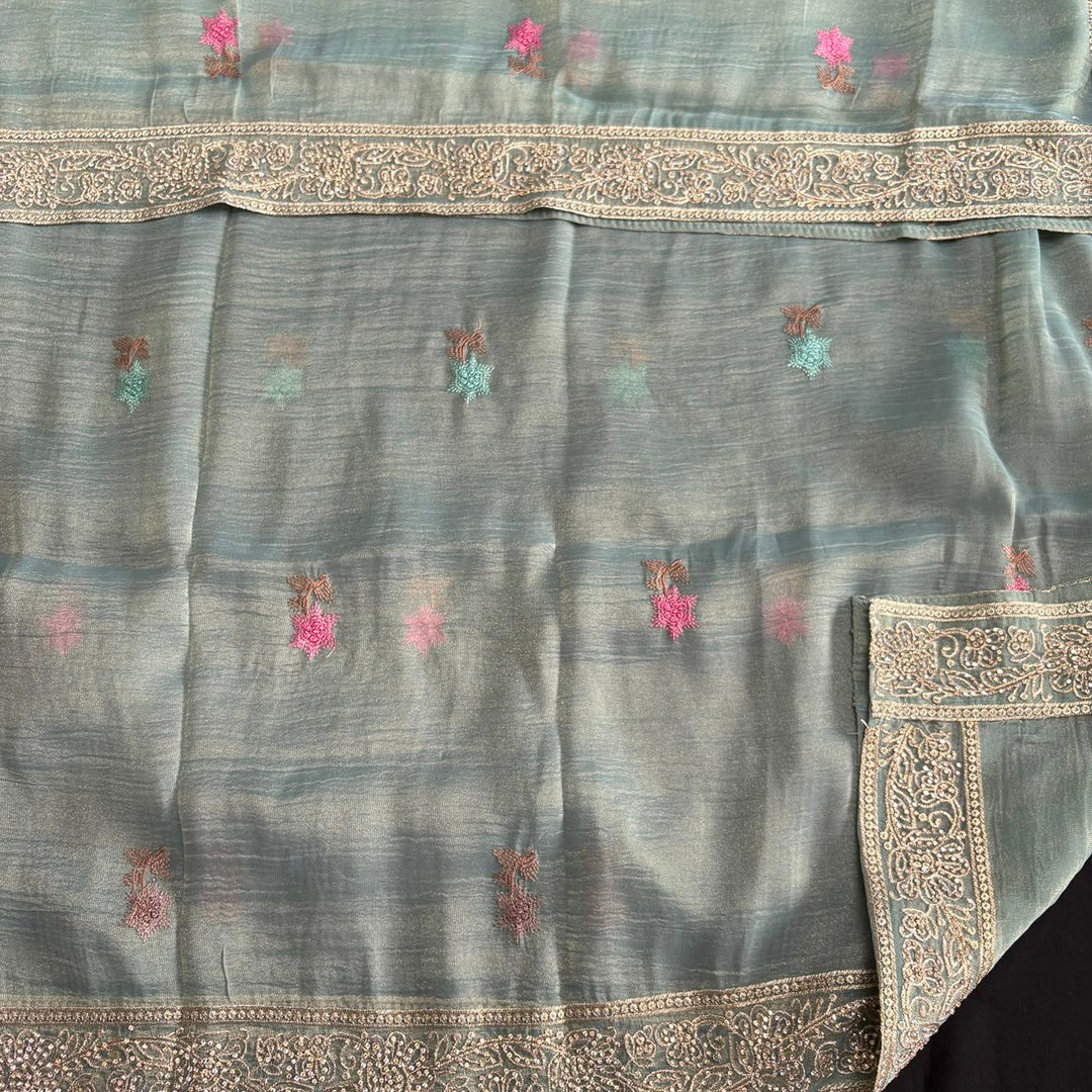 Elegant Pure Tissue Silk Unstitched Suit Set-PS6691-C