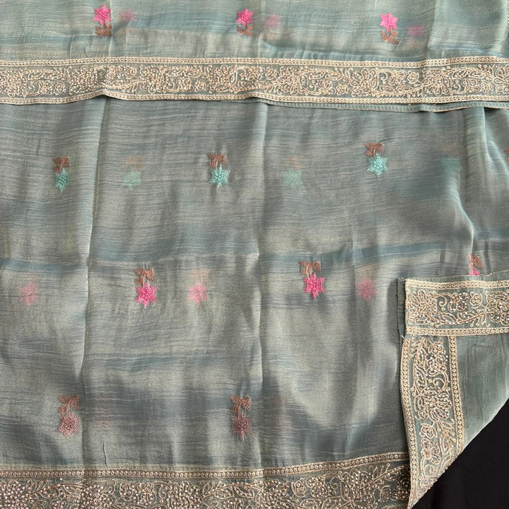 Elegant Pure Tissue Silk Unstitched Suit Set-PS6691-C