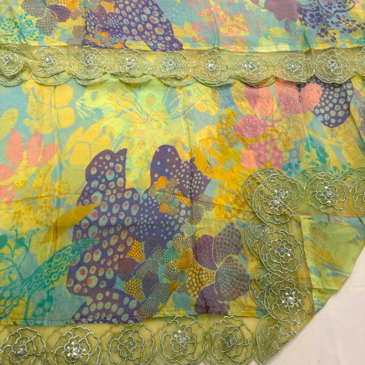 Beaitiful Muslin Fabric Unstitched Suit Set With Thread & Sequins Work - SF1101-02