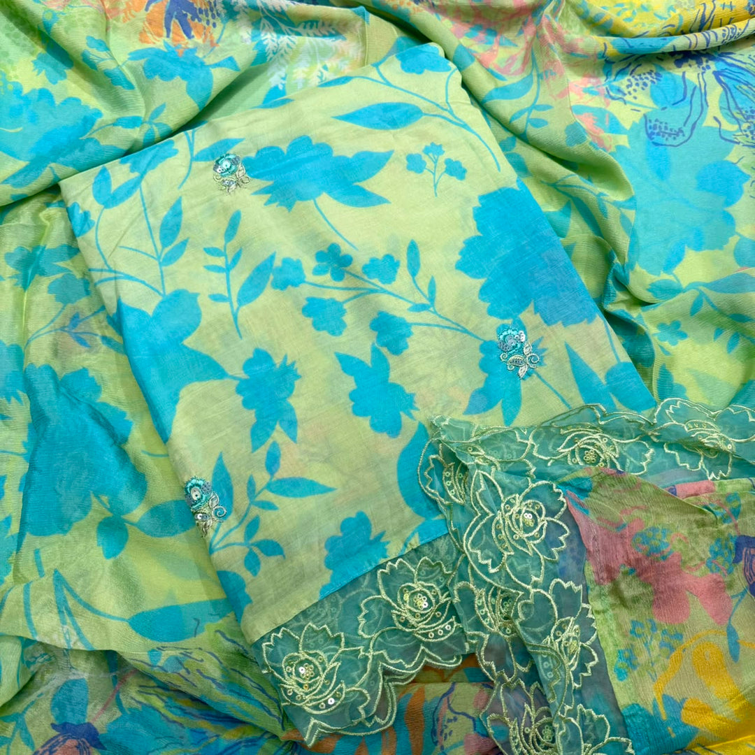 Beaitiful Muslin Fabric Unstitched Suit Set With Thread & Sequins Work - SF1101-03
