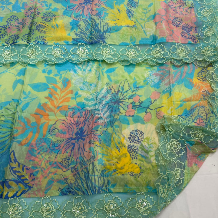 Beaitiful Muslin Fabric Unstitched Suit Set With Thread & Sequins Work - SF1101-03