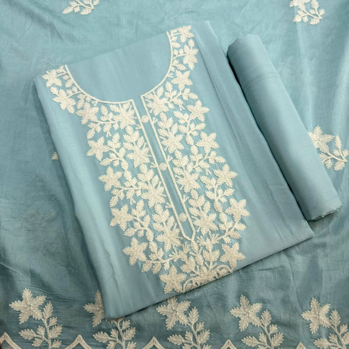 Premium Modal Cotton Thread Embroidered Unstitched Suit Set - BRK151-B