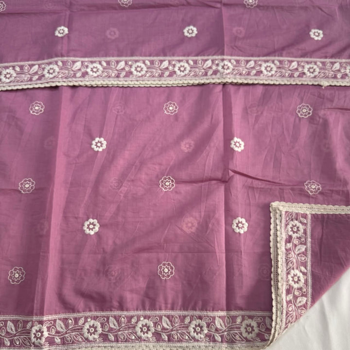 Premium Modal Cotton Unstitched Suit Set With Thread Embroidery & Pearl Work Neckline-BR2513-2