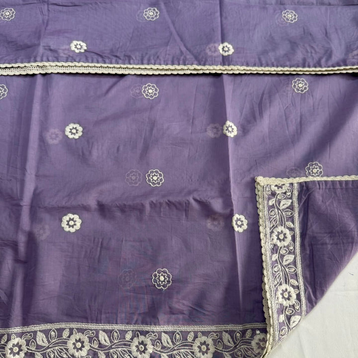 Premium Modal Cotton Unstitched Suit Set With Thread Embroidery & Pearl Work Neckline-BR2513-3
